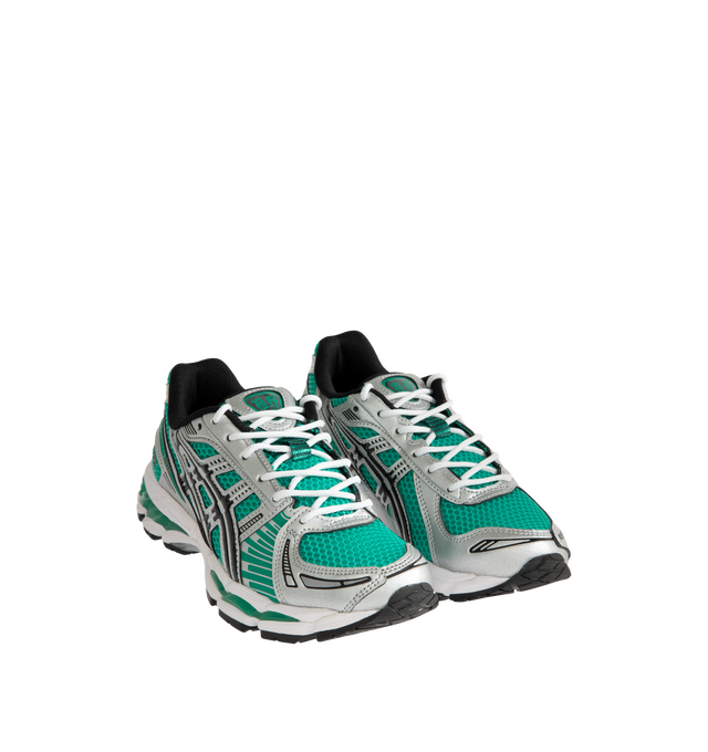 Image 2 of 5 - GREEN - Asics Men's Gel-Kayano 12.1 Sneaker featuring breathable mesh underlays, GEL-NIMBUS17 tooling system, FLUIDRIDE technology, rearfoot and forefoot GEL technology and dope dyed recycled sockliner mesh. Imported from Vietnam.