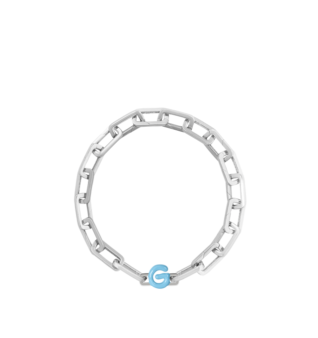 Image 7 of 8 - BLUE - Poubel by The Gstaad Guy "G" charm from the Alphabet Collection. All charms are made of .925 sterling silver, and are hand-painted using non-toxic lead-free enamel.Links sold separately. Hirshleifers offers a range of initial pieces from this collection in-store. For personal consultation and detailed information about jewelry, please contact our dedicated stylist team at personalshopping@hirshleifers.com