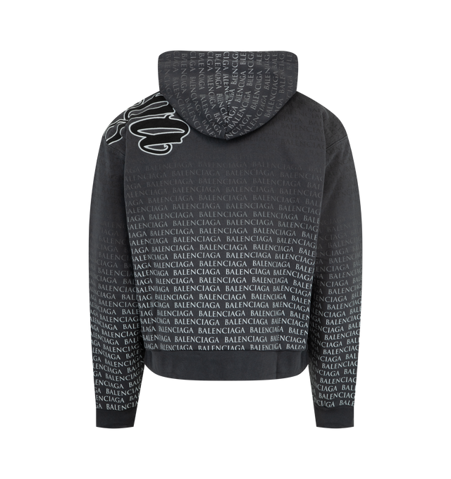 Image 2 of 2 - BLACK - BALENCIAGA Oversized Zip-Up Hoodie featuring oversized logo, faded monogram, fitted with a two-way zip through the front and relaxed cut. 100% cotton.