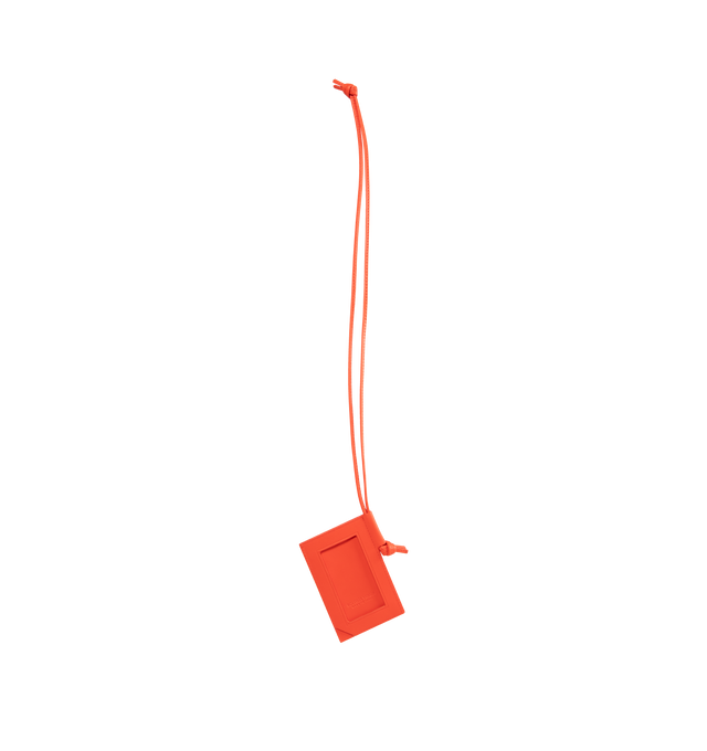Image 2 of 2 - ORANGE - BOTTEGA VENETA Intrecciato Stamp Badge Holder featuring calf leather with embossed Intrecciato pattern, single card slot and leather strap. 4.1" x 2.8" x 0.2". Strap drop: 17.7". Calfskin. Made in Italy.