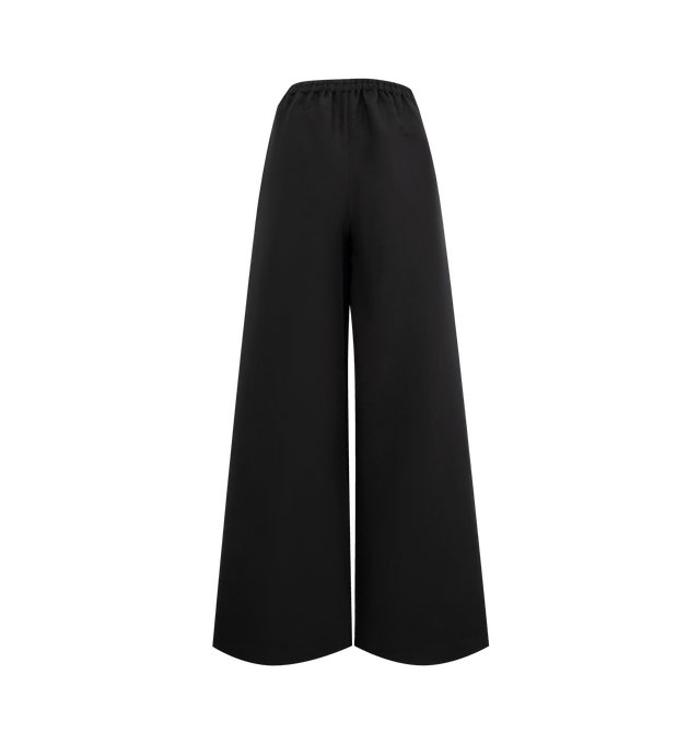 Image 2 of 3 - BLACK - THE ROW Bellana Pant featuring mid-rise pull-on pant in natural silk shantung with wide leg, gathered elastic waistband and side seam pockets. 100% silk. Made in Italy.