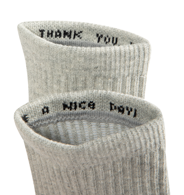 Image 4 of 5 - GREY - MARKET Smiley Heel Socks featuring a soft and stretchy cotton/spandex blend, comfortable, breathable fit and Smiley graphic on the heel.