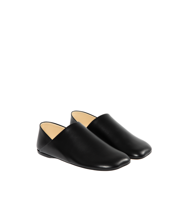 Image 2 of 4 - BLACK - LOEWE Second skin slippers in goatskin with a petal shaped toe and leather sole. Made in Itlay. 