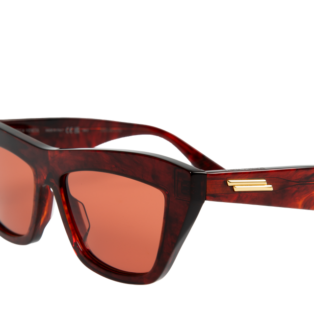 Image 3 of 3 - BROWN - BOTTEGA VENETA Cat Eye Sunglasses featuring acetate frame and gold-tone hardware at temples. Made in Italy. 