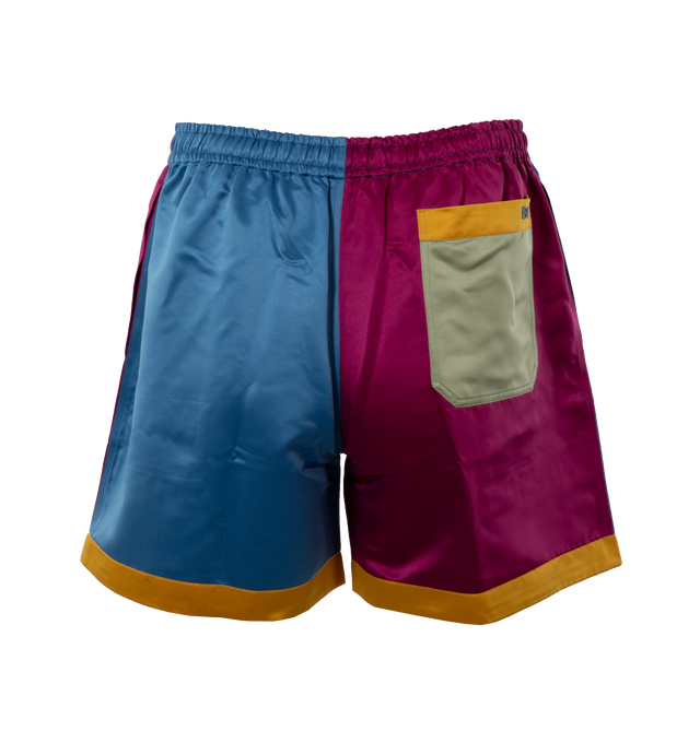 Image 2 of 4 - MULTI - BODE Champ Shorts featuring colorblocking, short inseam and a wide leg opening and elastic waist. 100% polyester. Made in India. 