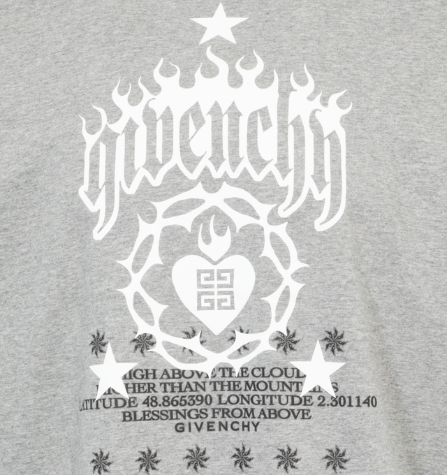 Image 3 of 3 - GREY - GIVENCHY VINTAGE SHORT SLEEVE TEE featuring crew neck, short-sleeved, graphic print and small 4G emblem on the lower back. 100% cotton. 