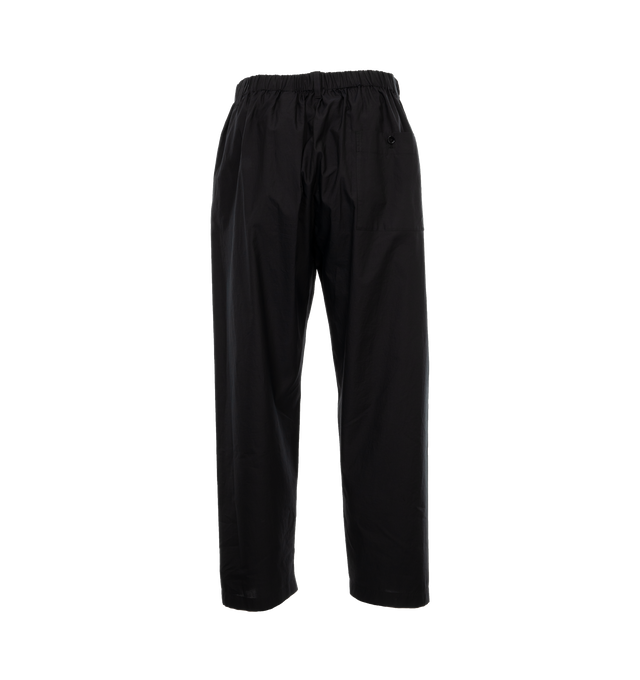 Image 2 of 4 - BLACK - LEMAIRE Poplin pants in a straight leg fit crafted from a silk-cotton blend featuring belt loops, two side welt pockets, rear patch pocket,  elasticated waistband with internal drawstring.  Unisex style in standard men's sizing. Outer: Cotton 80%, Silk 20%, Lining: Cotton 100%. 
