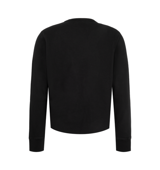 Image 2 of 2 - BLACK - Merz b. Schwanen Men's Diamond-Patterned Cotton Thermal Longsleeve is crafted from organic cotton thermal jersey and features a classic fit with a diamond-pattern texture. Main Material: 100% Organic Cotton.