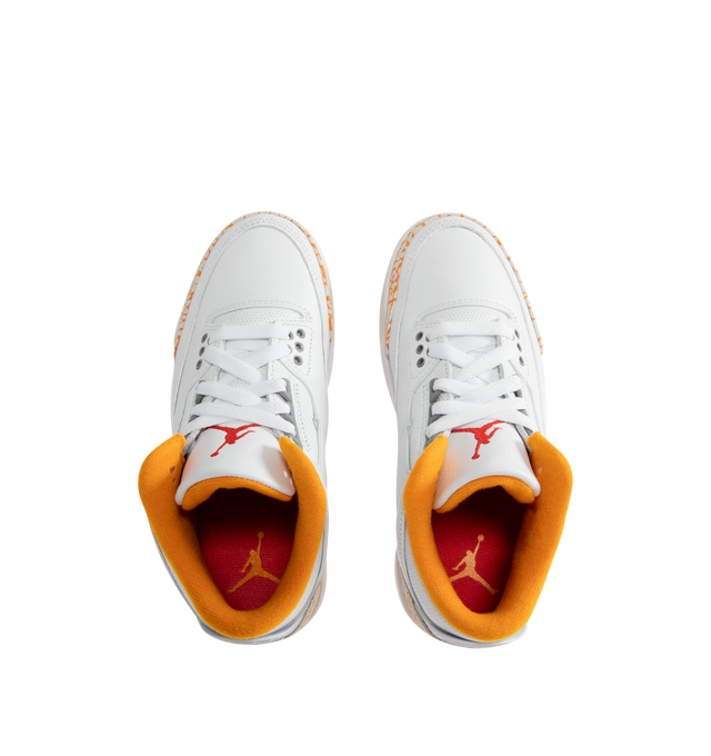 Image 5 of 5 - ORANGE - JORDAN Air Jordan 3 Retro Sneaker featuring leather upper with elephant print overlays, padded collar, Nike Air cushioning, foam midsole and rubber outsole.