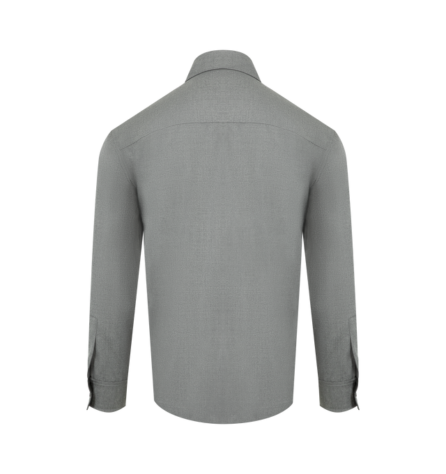 Image 2 of 2 - GREY - THE ROW Dashiell Shirt featuring oversized button-up shirt in virgin wool flannel with curved hem, buttoned patch pockets and exposed front placket with button closure. 100% wool. Lined in 100% cotton. Made in Italy.