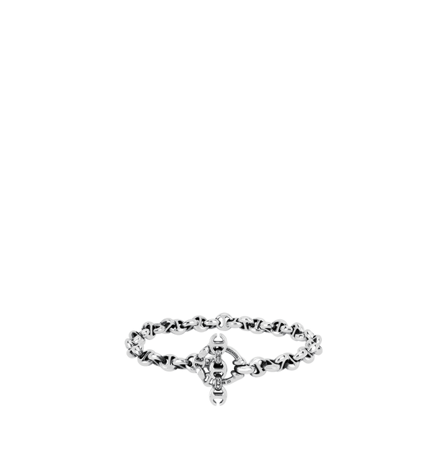 Image 1 of 1 - SILVER - HOORSENBUHS 5MM Open-Link Bracelet featuring sterling silver, iconic tri-link loop and diamond toggle closure. 8 inches. Hirshleifers offers a range of initial pieces from this collection in-store. For personal consultation and detailed information about jewelry, please contact our dedicated stylist team at personalshopping@hirshleifers.com.