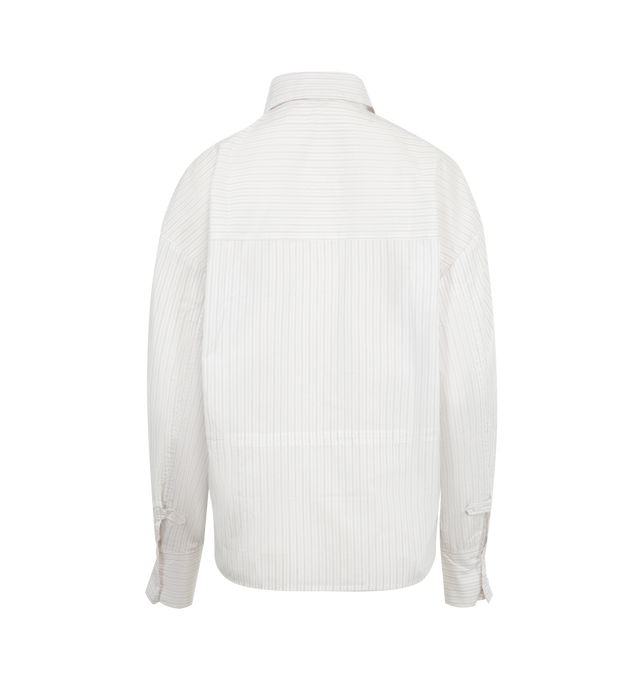 Image 2 of 2 - WHITE - DEIJI STUDIOS Room Shirt featuring long sleeves, button-up front, wide set shoulder and soft stand collar. 100% cotton.
