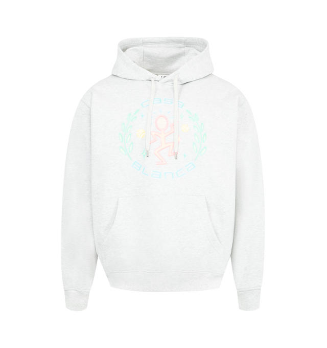 Image 1 of 2 - GREY - CASABLANCA Dance Joy Printed Hoodie featuring long sleeves, ribbed cuffs and hem, pull over and printed design. 100% organic cotton.
