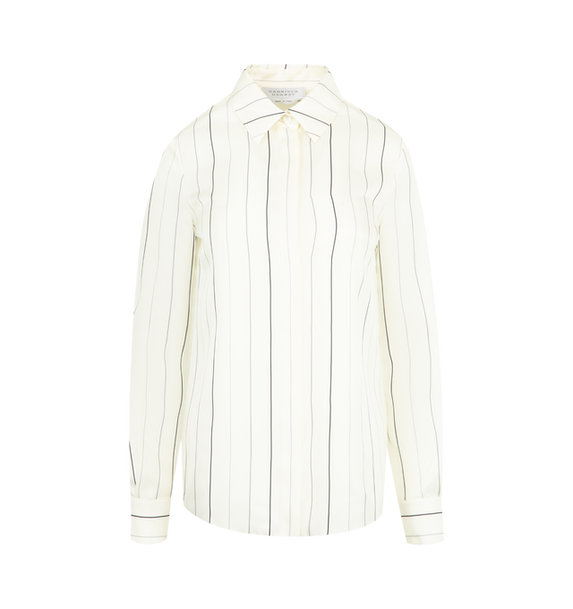 Image 1 of 2 - WHITE - GABRIELA HEARST Henri Blouse in Silk Twill featuring center-front hidden placket, long sleeves, traditional shirt finishing and details interpreted on pinstripe silk twill. 100% silk. Made in Italy.