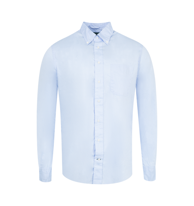 Image 1 of 2 - BLUE - GITMAN BROS Button Down Oxford Shirt featuring slim cut, button down collar, button closure, hanger loop, chest pocket, curved hem and button closure. 100% cotton. Made in the USA.