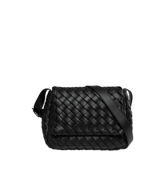 Image 1 of 3 - BLACK - BOTTEGA VENETA Small Cobble Messenger featuring cross-body bag with adjustable strap, single interior open pocket and magnetic closure. 6.7" x 10.6" x 3.9". Strap drop: 21.7". 100% calfskin. Lining: canvas. Made in Italy. 