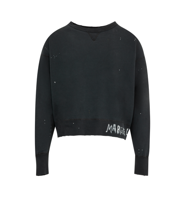 Image 1 of 2 - BLACK - MAISON MARGIELA Sweatshirt featuring paint splatter detail, long sleeves, crew neck and ribbed cuffs and hem. 100% cotton.