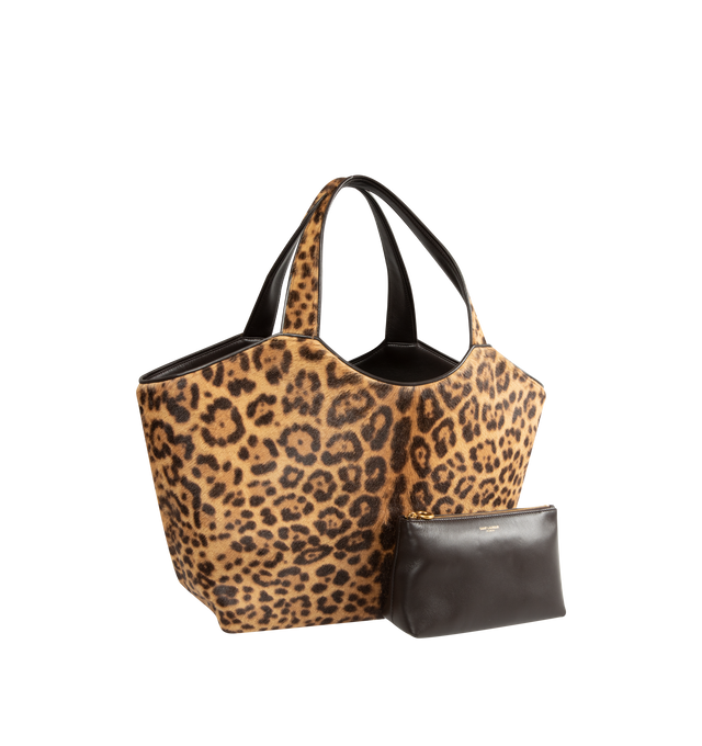 Image 2 of 3 - MULTI - Saint Laurent Icare Medium in Pony Hair Leather is crafted from leopard-print pony hair calfskin and features the houses iconic Icare silhouette in a versatile medium size. Designed for multiple carrying options, this spacious handbag is finished with leather lining and bronze-tone hardware. Fits a large phone, wallet, keys, and everyday essentials. Main Material: Calfskin. Hardware: Brass. Lining: Leather. Dimensions: 31-46 x 28 x 5-15 cm / 12.2-18.1 x 11 x 2-5.9 in. Handle Drop: 20
