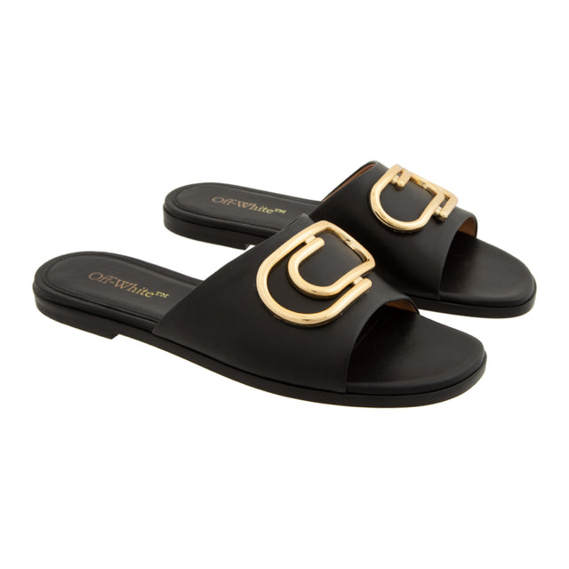 GOLD PAPERCLIP NAPPA SLIDES (WOMENS)