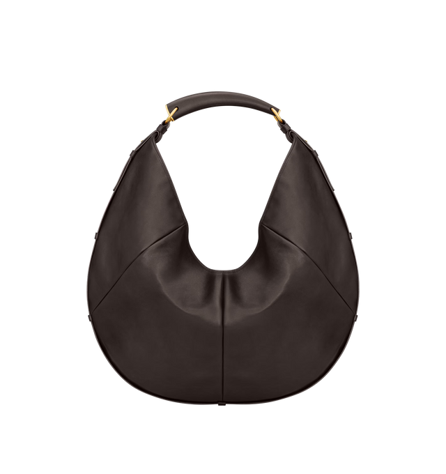 Image 1 of 4 - BROWN - SAINT LAURENT Mombasa Large Bag featuring hobo bag in supple calfskin, lined in tonal suede, leather covered handle for hand or shoulder carry, bronze-tone hardware, magnetic snap closure and one zip pocket. 9.418.9" x 12.217.3" x 1.2". Calfskin. Made in Italy.