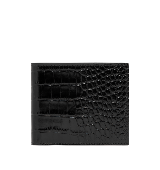 Image 1 of 3 - BLACK - TOM FORD Croc-Embossed Bifold Wallet featuring a shiny exotic-style croc-embossed leather, six card slots, two bill compartments and two interior slip pockets. 4.5"L x 3.75"H. Leather.