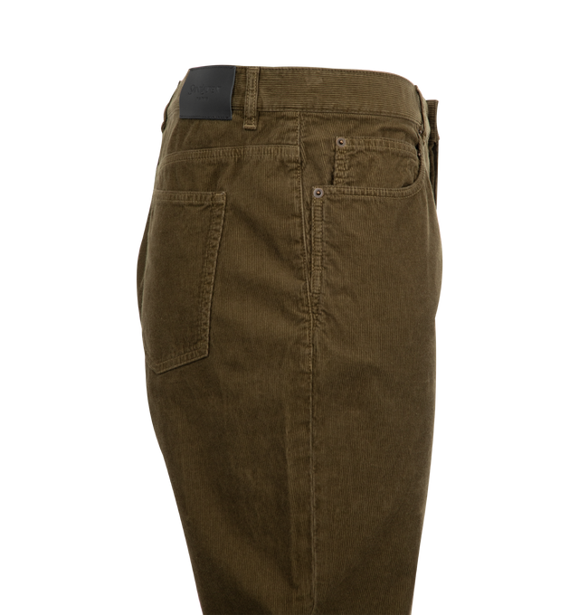 Image 3 of 3 - GREEN - SAINT LAURENT Lou Jeans in corduroy featuring mid-rise, five-pockets pants made with certified cotton, straight leg and zip fly. 100% cotton. Made in Italy.