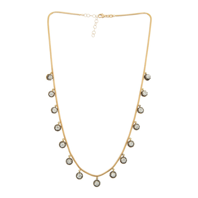 Image 1 of 2 - GOLD - JENNA BLAKE Blackened Diamond Fringe Necklace featuring 18K yellow gold and diamond, approximately 6 carats of Old Mine Cut Diamond and 16" with 2" extension. Hirshleifers offers a range of initial pieces from this collection in-store. For personal consultation and detailed information about jewelry, please contact our dedicated stylist team at personalshopping@hirshleifers.com. This item may be restricted for online purchase to international clients. For assistance purchasing this i