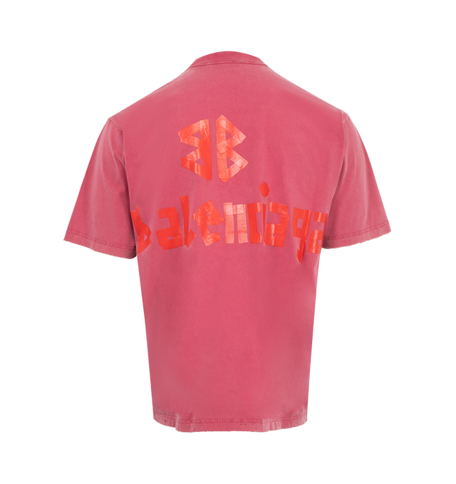 Image 2 of 2 - PINK - BALENCIAGA Tape Type T-shirt featuring dry jersey, crewneck, short sleeves and Tape Type artwork at front and back. 100% cotton. Made in Portugal.
