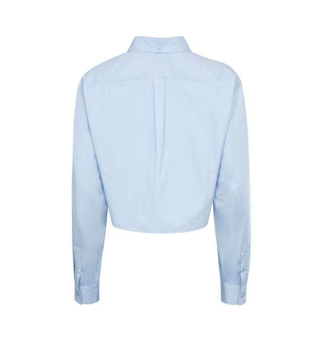 Image 2 of 2 - BLUE - GIVENCHY CROPPED SHIRT 4G features classic buttoned collar, button closure, buttoned cuffs, one chest pocket with 4G metal piece and a cropped fit. 100% cotton poplin. 
