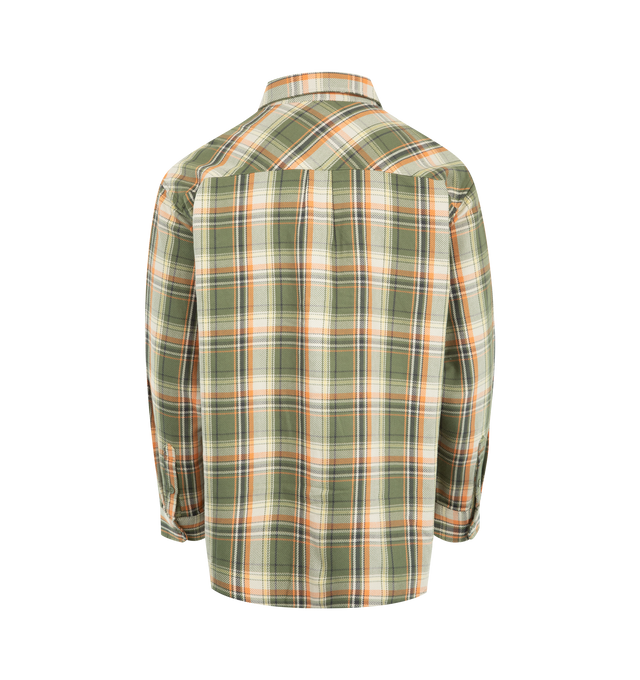 Image 2 of 2 - GREEN - CARHARTT WIP Tunick Plaid Twill-Cotton Shirt featuring button fastening, relaxed fit, collar, long sleeves, front pockets with brand patch, twill fabrication and plaid pattern. 100% cotton.