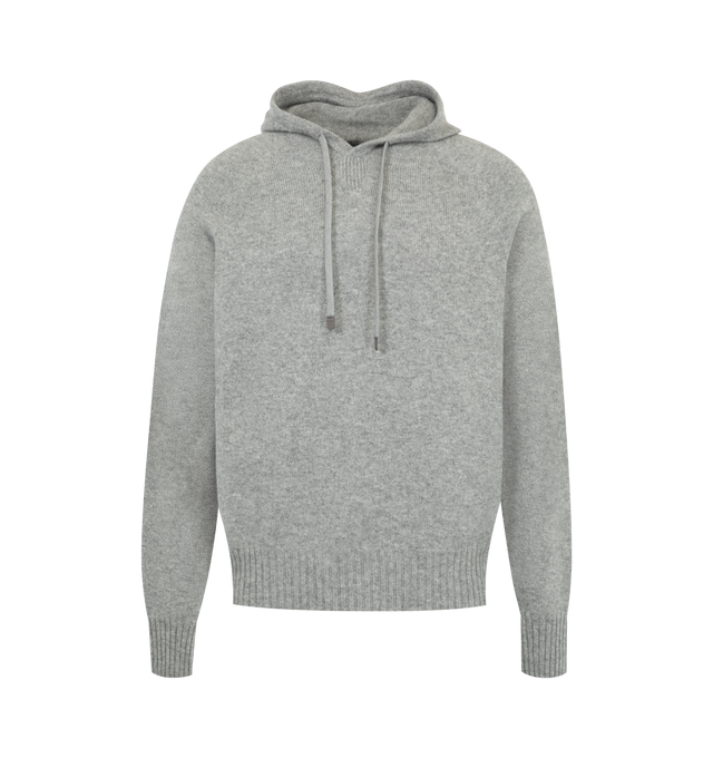 Image 1 of 2 - GREY - Tom Ford Mens Cashmere Hoodie is crafted from cashmere. Features a relaxed fit, hood, ribbed cuffs and hem, and seamless construction for enhanced comfort. Main Material: 100% Cashmere. Made in Italy.