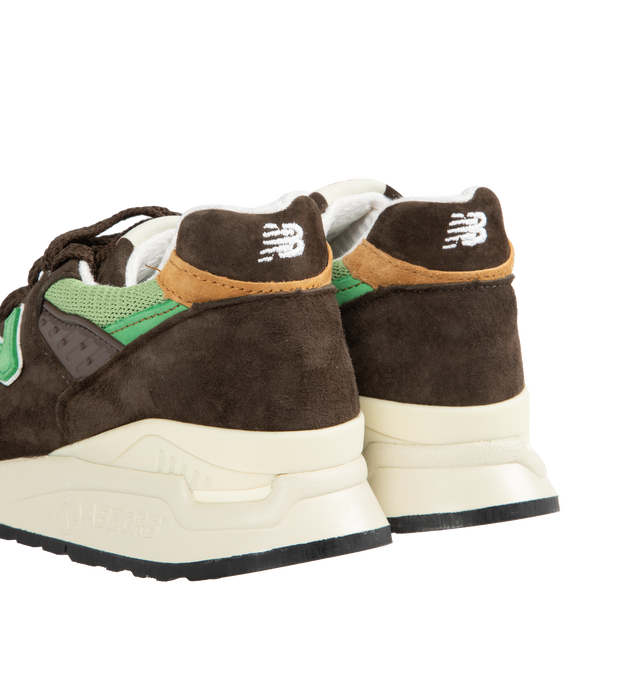 Image 3 of 5 - BROWN - NEW BALANCE 998 Sneaker featuring ABZORB midsole, premium MADE in USA construction, woven tongue label, adjustable lace closure and suede and mesh upper. 