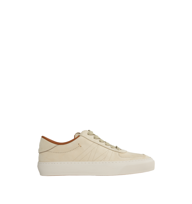 Image 1 of 5 - WHITE - MONCLER Monclub Low Top Sneakers featuring nubuck upper, leather insole, rubber sole and lace closure. Sole height 3 cm. 