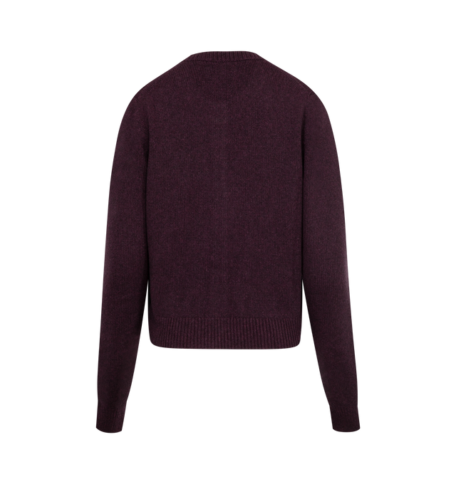 Image 2 of 2 - PURPLE - KHAITE Everheart Cardigan featuring soft, densely knit cashmere, nine tortoiseshell buttons and ribbing at the crewneck, hem, and cuffs. 100% cashmere.