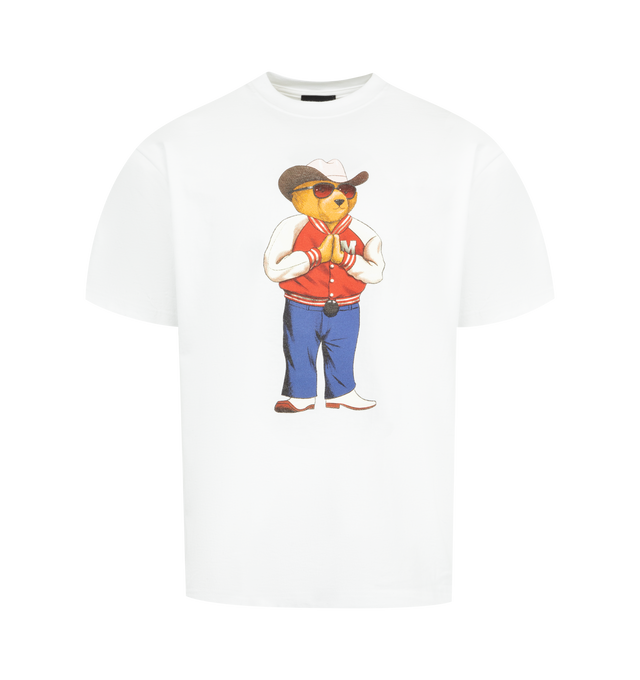 Image 1 of 2 - WHITE - MARKET Hee-Haw Bear Graphic T-Shirt featuring a relaxed fit, crewneck, short sleeves and graphic on front. 100% cotton.
