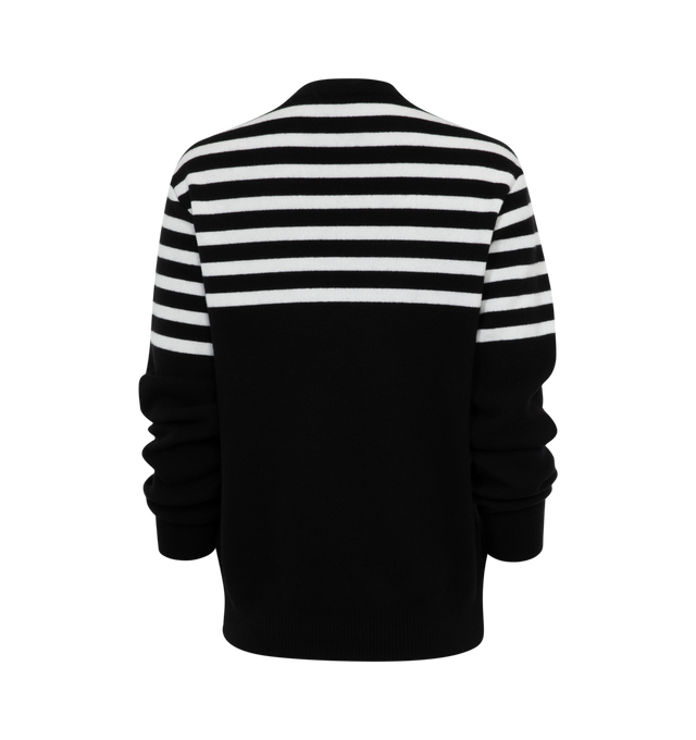 Image 2 of 2 - BLACK - GIVENCHY Wool Sweater with Logo Embroidery featuring striped details and an embroidered "4G" logo at the front, crew neckline, long sleeves, ribbed trim, hip length, pullover style and relaxed fit. 100% wool. Made in Italy. 