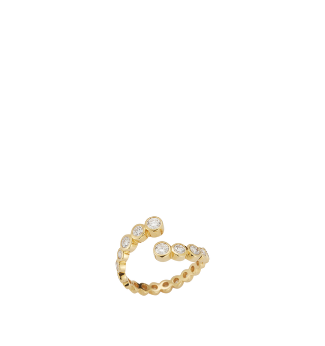 Image 2 of 2 - GOLD - Renna Women's Diamond Open Wave Ring is crafted in 18K yellow gold and features graduated brilliant white diamonds that gracefully wrap around the finger in an elegant open-wave silhouette. This designer fine jewelry ring combines exceptional craftsmanship with timeless sophistication, creating a refined statement piece that transitions effortlessly from everyday wear to special occasions. Main Material: 18K Yellow Gold. Gemstones: 0.83 TCW Diamonds (based on size 6; diamond weight var
