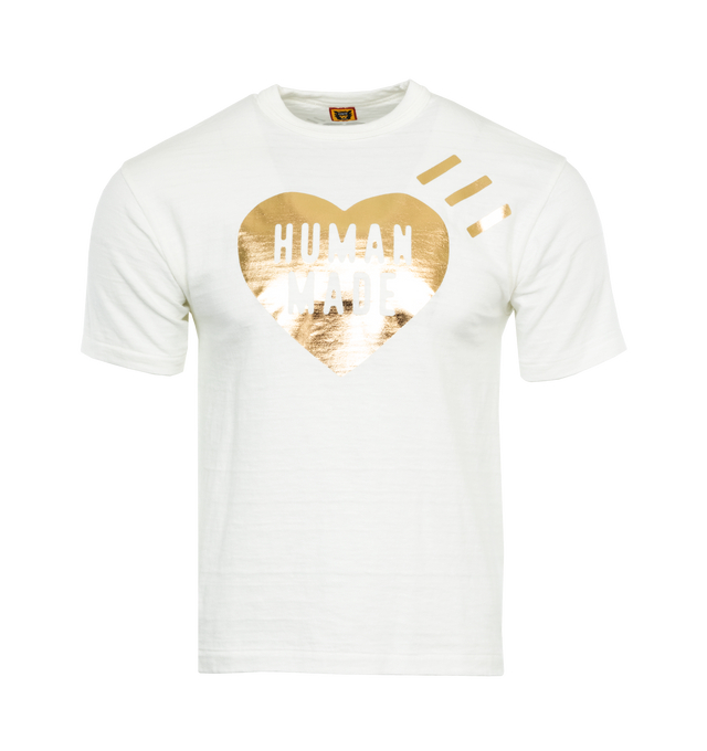 Image 1 of 2 - WHITE - HUMAN MADE Graphic T-Shirt #18 featuring short sleeves, crew neck, straight hem and graphic print on front. 100% cotton.  