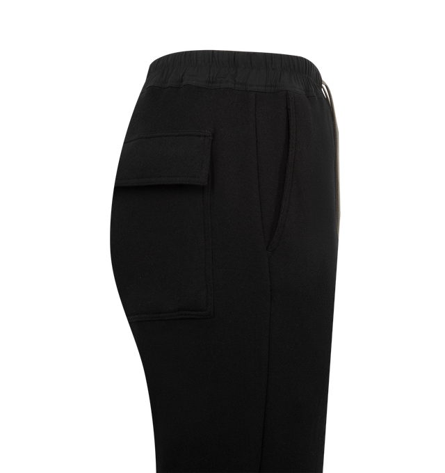 Image 3 of 3 - BLACK - RICK OWENS Dietrich Pants featuring a wide-leg silhouette, drawstring waistband, slant pockets and back flap pockets. 97% cotton (organic), 3% elastane. Made in Italy.