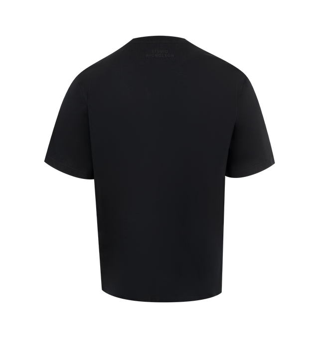 Image 2 of 2 - BLACK - Studio Nicholson Men's boxy fit tee-shirt crafted from heavyweight mercerized jersey featuring crew neck, tonal SN branded detailing, oversized fit. 100% Cotton. Made in Portugal.