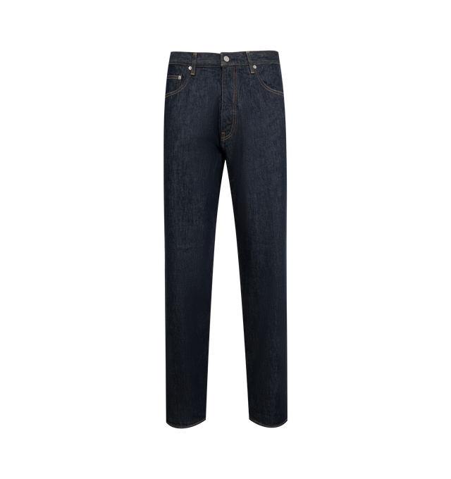 Image 1 of 4 - BLUE - Hard Twist Wide-Leg Jeans featuring five pockets, zip and button fastening, belt loops and relaxed fit. 100% cotton. Made in Japan.