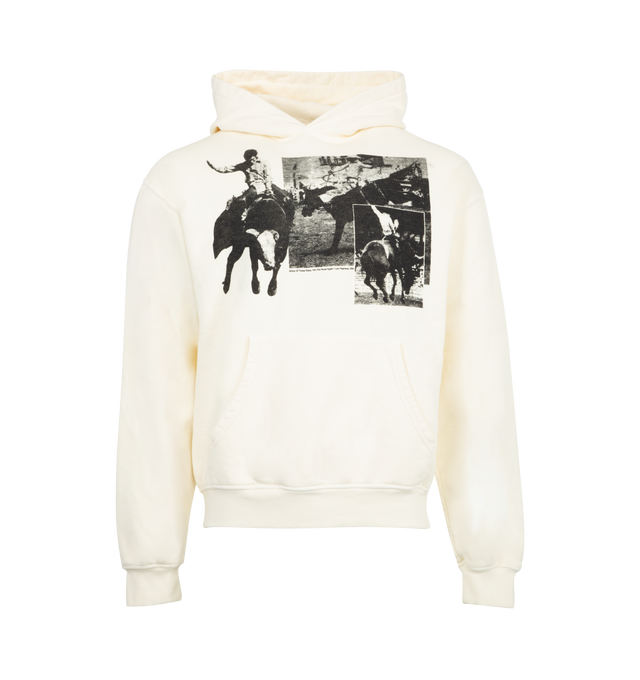 Image 1 of 2 - WHITE - ONE OF THESE DAYS America's Sport Hoodie featuring relaxed-fit, long sleeves, ribbed cuffs and hem, fixed hood, kangaroo pocket and graphic print at front and back. 100% cotton.