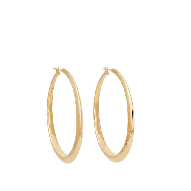 Image 1 of 2 - GOLD - SIDNEY GARBER Oval Hoops: 18K Yellow Gold Oval Hoop Earrings. Modern and light, the Oval Hoop Earrings are a Sidney Garber signature. 18k Yellow Gold 2.25in Long, 1.75in at widest point. 