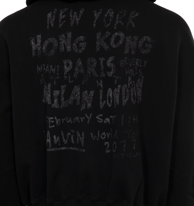 Image 4 of 4 - BLACK - LANVIN LAB X FUTURE Printed Hoodie featuring drawstring hood, ribbed cuffs and hem, graphic print on front and back and kangaroo pocket. 100% cotton. 