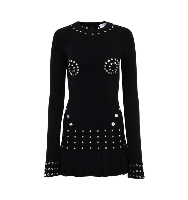 EYELETS PLEATED MINI DRESS (WOMENS)