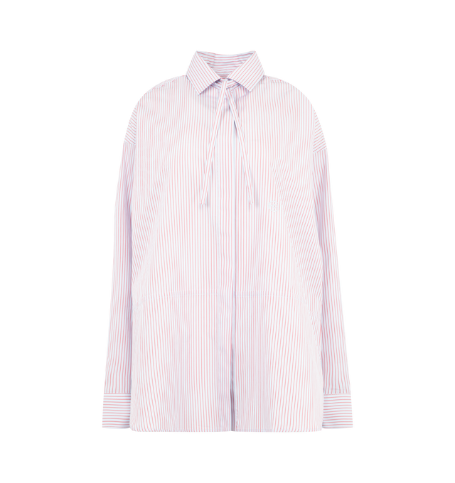 Image 1 of 2 - RED - RADH The Dune Shirt featuring branded button down closure, a removable self-tie at the neckline, long sleeves with button cuffs and classic collar. 100% Italian organic cotton.