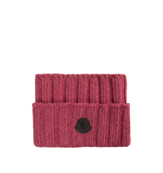 Image 1 of 2 - RED - MONCLER Ear Warmer featuring fold over brim, logo patch on front and ribbed.