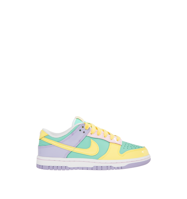 Image 1 of 5 - MULTI - NIKE Dunk Low Retro Sneaker featuring bright colors with bold blocking for standout style, leather upper that softens and gains vintage character with wear, foam midsole for lightweight, responsive cushioning and rubber outsole with classic pivot circle.