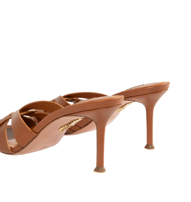 Image 3 of 4 - BROWN - AQUAZZURA Copacabana Mule 75 featuring cage-like straps, low-cut vamp, slip-on style, mid heel, padded leather insole and signature logo detailing. 75 mm heel. Calf leather. Made in Italy.