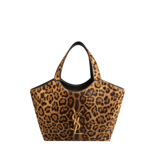 Image 1 of 3 - MULTI - Saint Laurent Icare Medium in Pony Hair Leather is crafted from leopard-print pony hair calfskin and features the houses iconic Icare silhouette in a versatile medium size. Designed for multiple carrying options, this spacious handbag is finished with leather lining and bronze-tone hardware. Fits a large phone, wallet, keys, and everyday essentials. Main Material: Calfskin. Hardware: Brass. Lining: Leather. Dimensions: 31-46 x 28 x 5-15 cm / 12.2-18.1 x 11 x 2-5.9 in. Handle Drop: 20